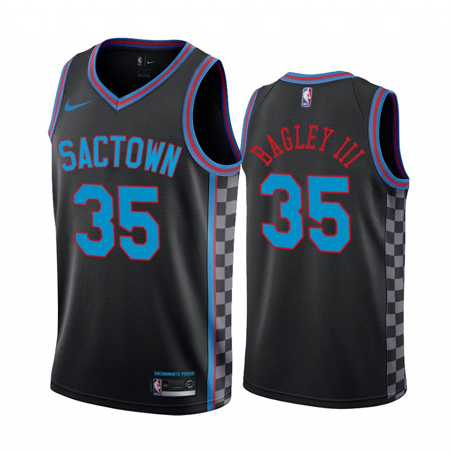 Men Sacramento Kings 35 marvin bagley iii black city edition sactown 2020 nba jersey